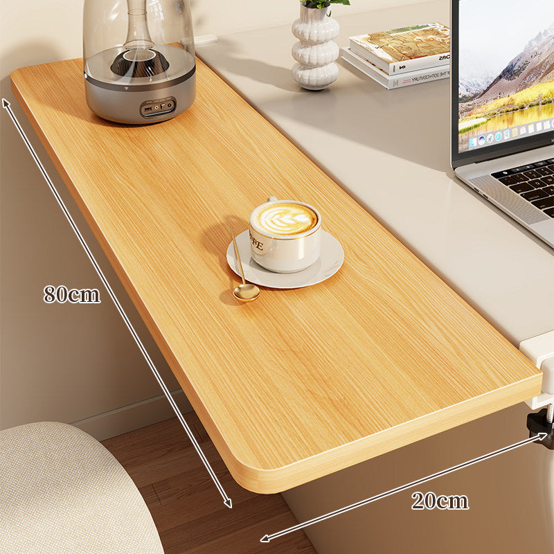 Clamp-On Side Desk Shelf Extender with Woodgrain Laminate Top and Adjustable Locking Clamp
