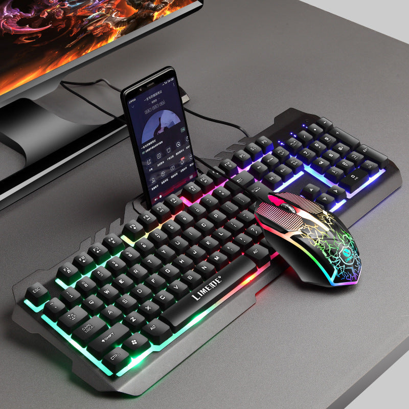 Gaming keyboard with integrated smartphone stand and RGB synchronization Stornfield