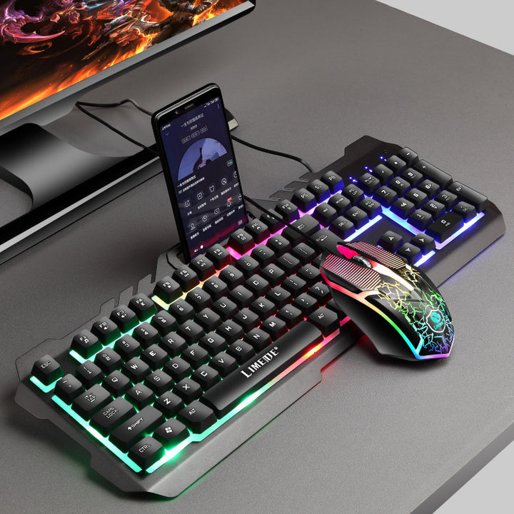 Gaming keyboard with integrated smartphone stand and RGB synchronization Stornfield