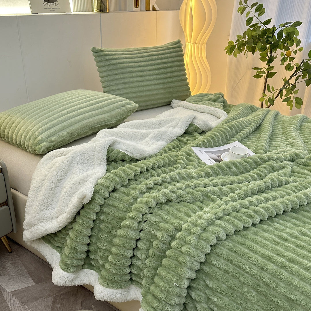 Luxurious Plush Stripe Fleece Blanket