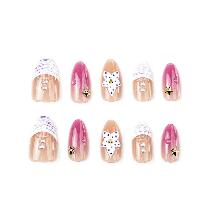 Artistic Press-On Nail Set with Star and Shell Accents Stornfield