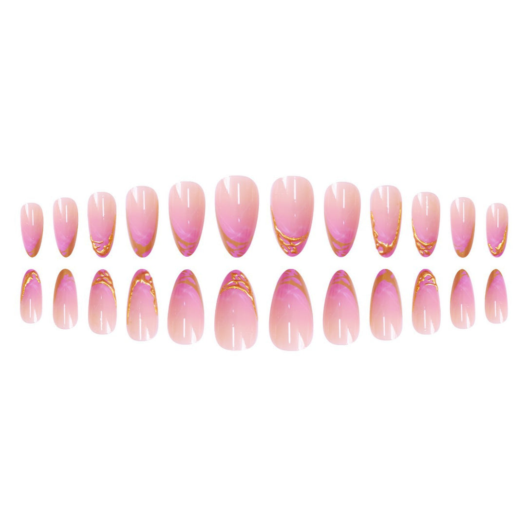 Elegant Stiletto Press-On Nail Extensions with Gold Tip Detail Stornfield