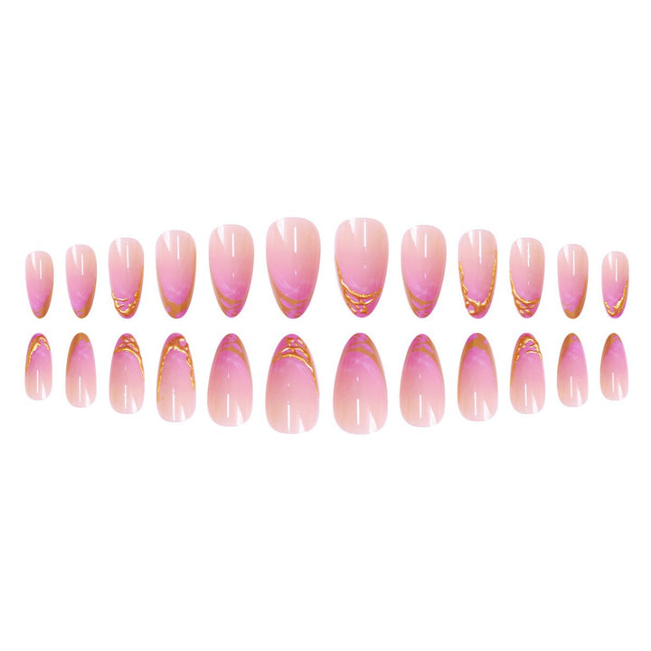 Elegant Stiletto Press-On Nail Extensions with Gold Tip Detail Stornfield
