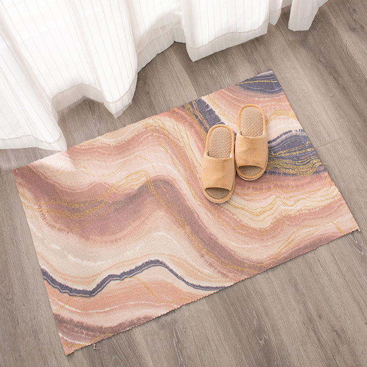 Flat-woven living room rug with marbled pattern and shimmering accent threads Stornfield