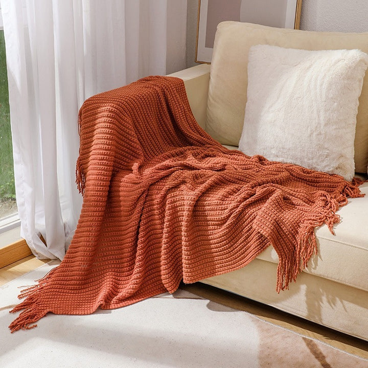 Textured Tassel Throw Blanket