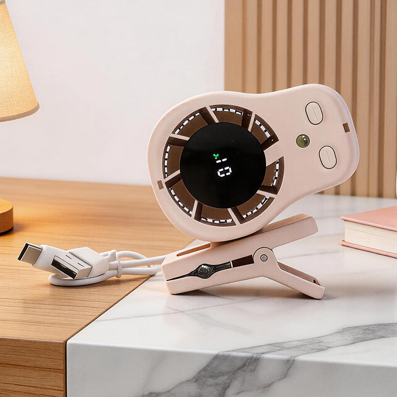 Women's Compact Clip Fan with LED Temperature Display Stornfield