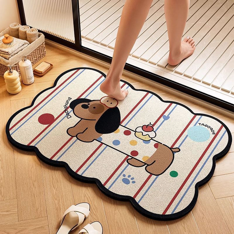 Playful Dog-Themed Bath Rug