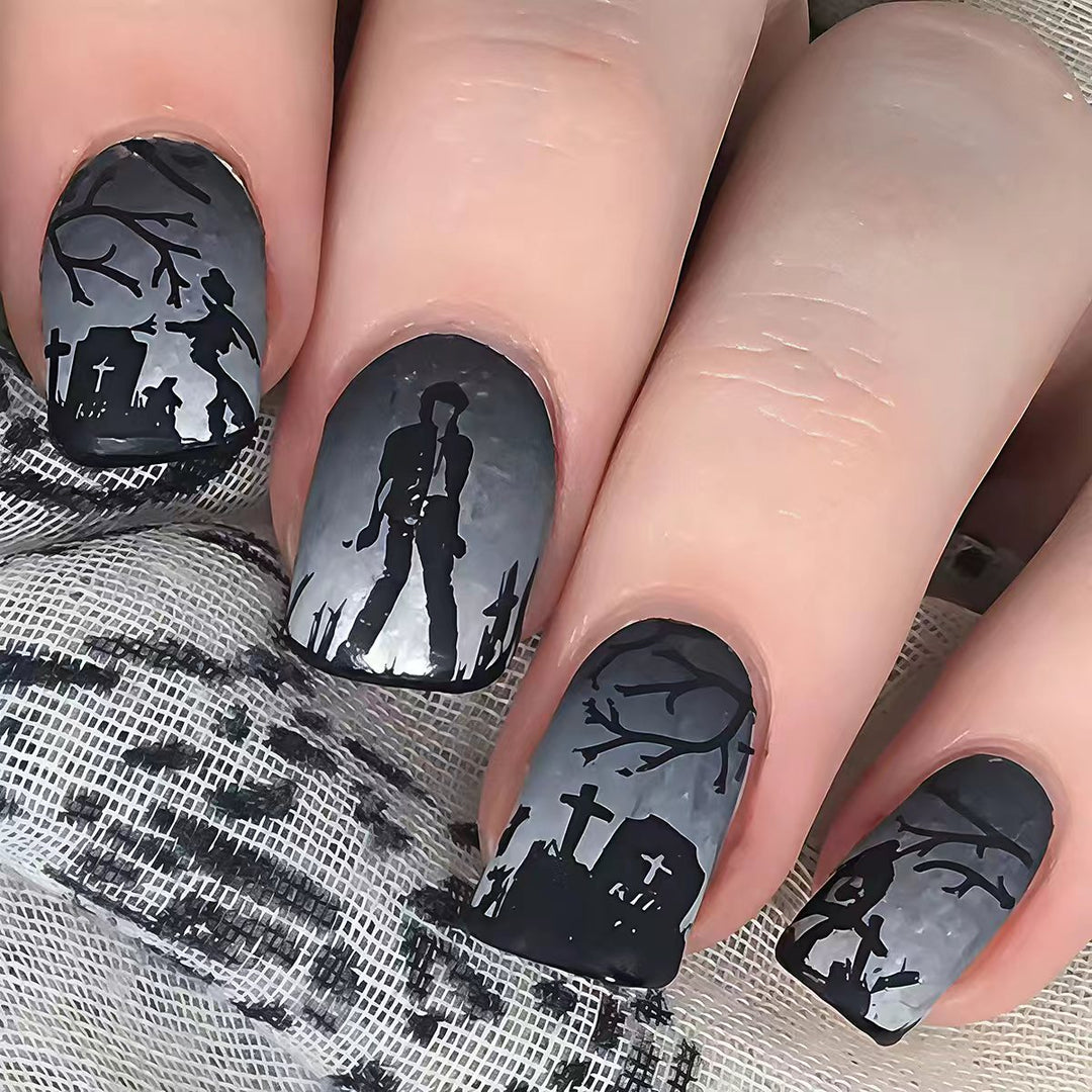 Creative Nail Art in Spooky Gravestone Design Stornfield