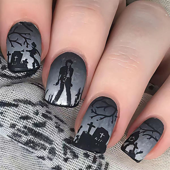 Creative Nail Art in Spooky Gravestone Design Stornfield