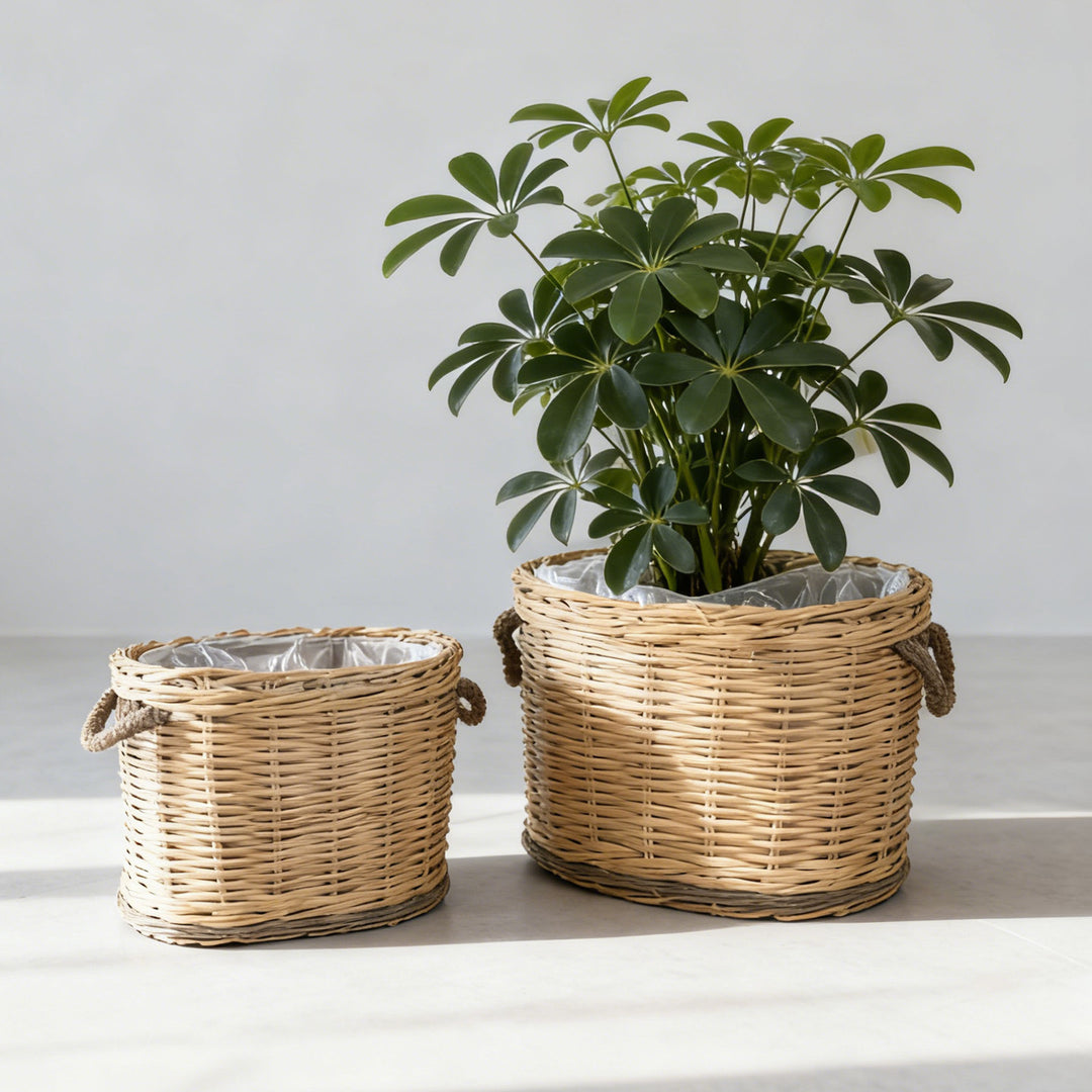 Rustic laundry basket with decorative handles Stornfield