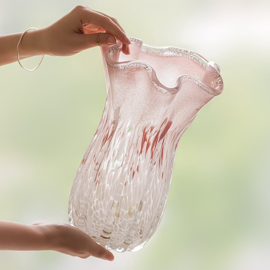 Sculptural Rippled Art Glass Decorative Vase Stornfield