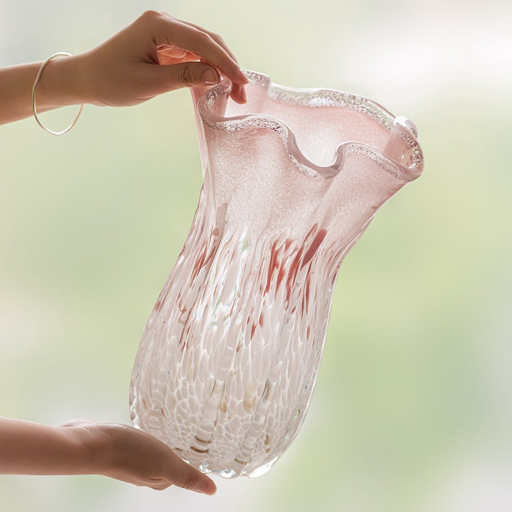 Sculptural Rippled Art Glass Decorative Vase Stornfield