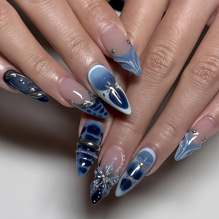 Luxurious Artistic Full Cover Press-On Nails Stornfield