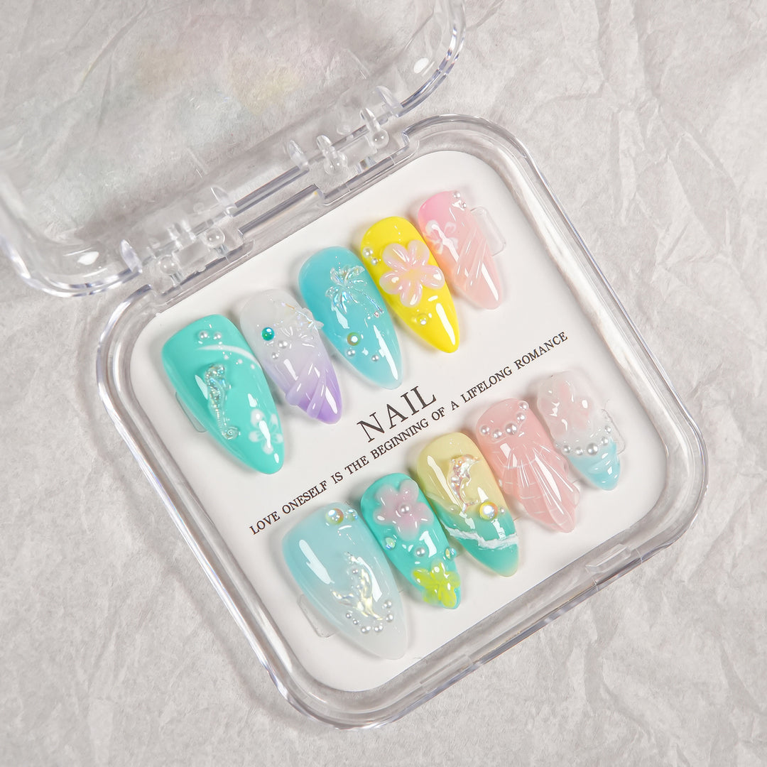 Decorative Press-On Nail Set with Unique Artistry