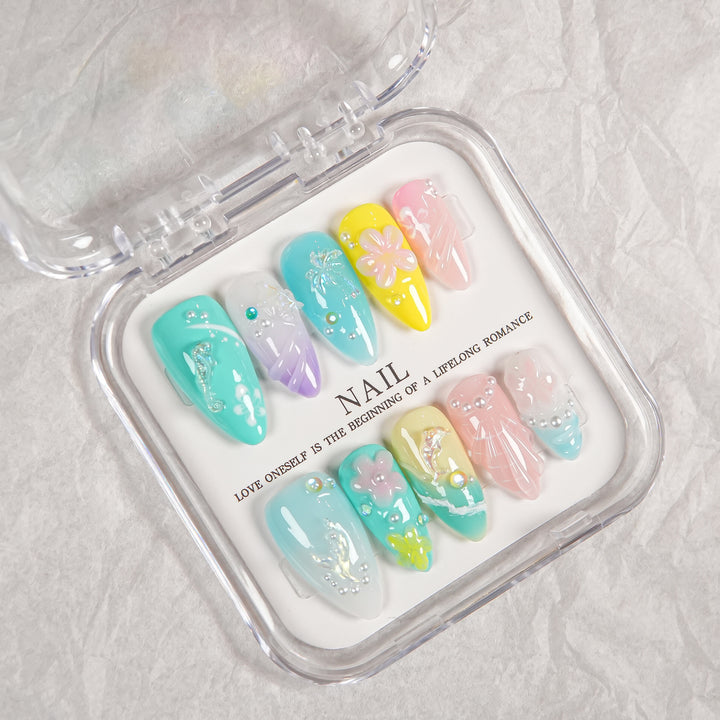 Decorative Press-On Nail Set with Unique Artistry