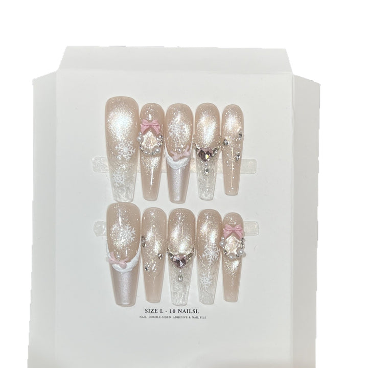 Decorative Stiletto Press-On Nail Set with Rhinestone and Glitter Accents Stornfield
