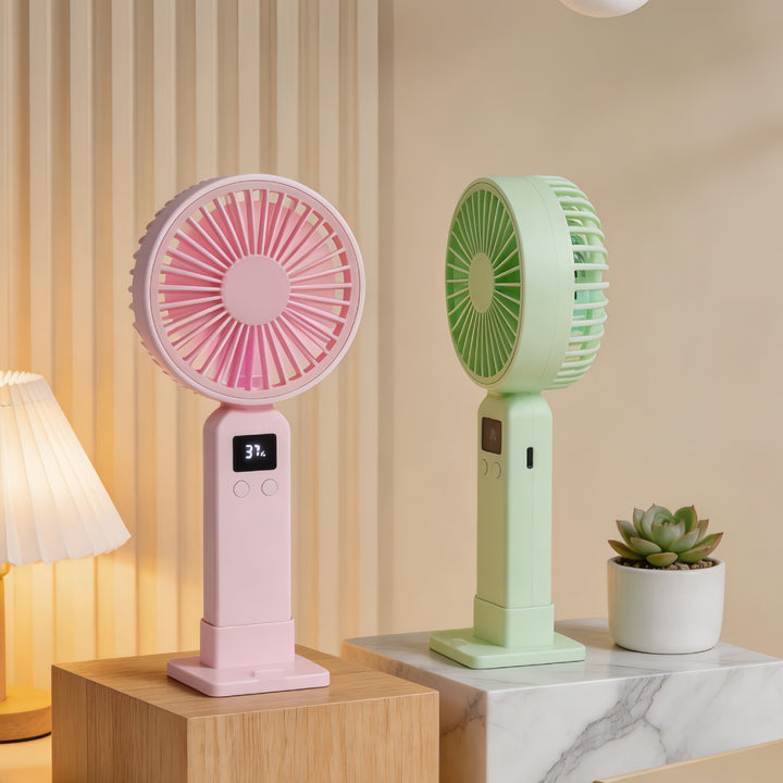 Ladies portable USB fan with digital speed display and ergonomic design Stornfield