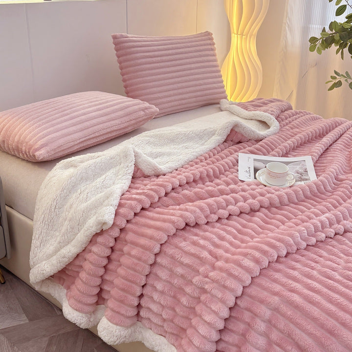 Luxurious Plush Stripe Fleece Blanket
