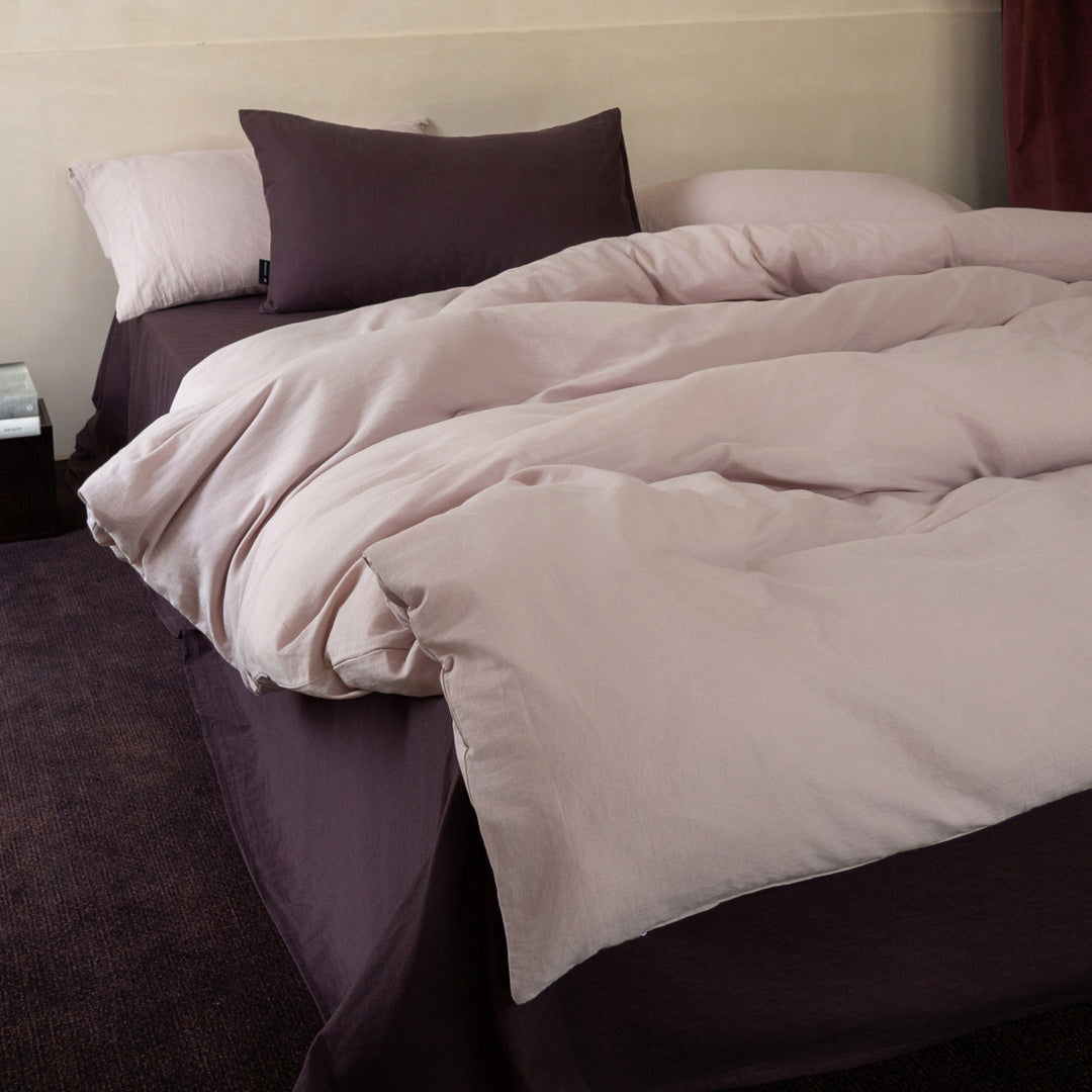 Washed Cotton Duvet Cover Set with Deep-Pocket Fitted Sheet & Oxford Pillowcases
