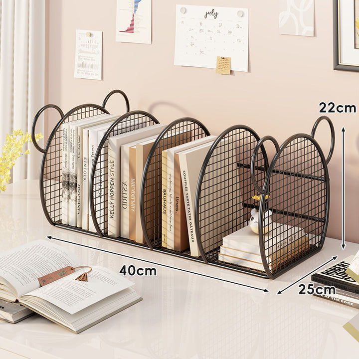 Desk Mesh Multi-Slot Book and File Organizer with Arched Dividers