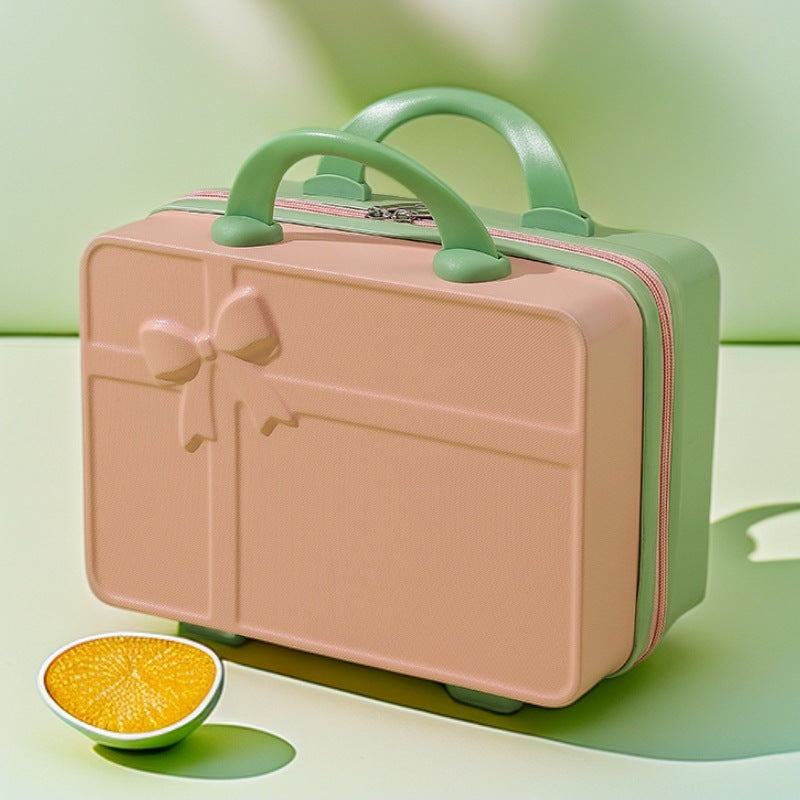 structured hard-shell cosmetic travel case with embossed bow and dual top handles Stornfield