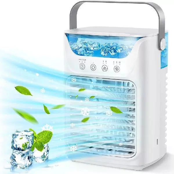 Unisex one size compact portable evaporative micro air cooler with removable ice container more speeds whisper quiet fan and adjustable directional louvers Stornfield