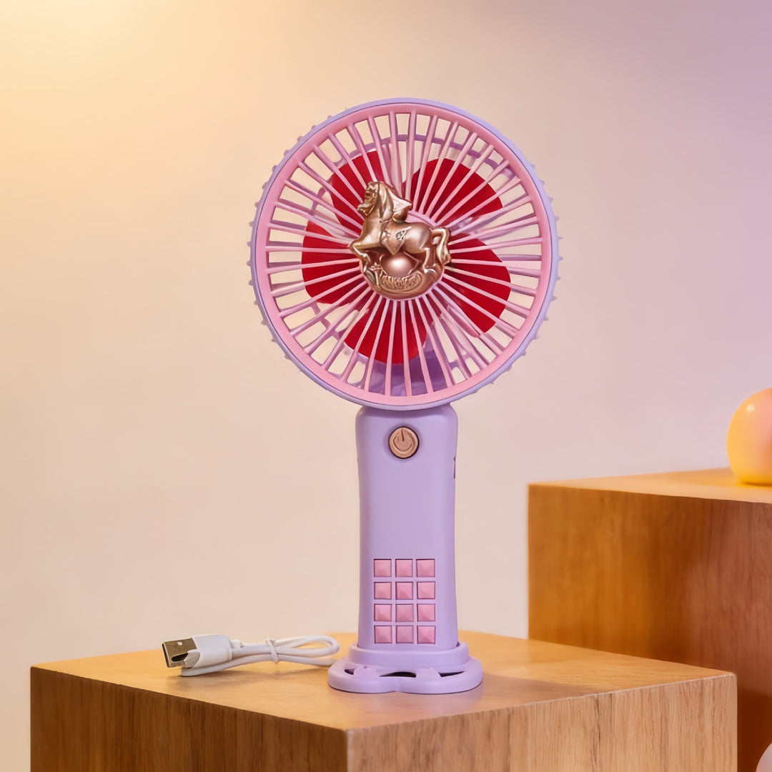Ladies portable hand fan with playful horse motif Stornfield