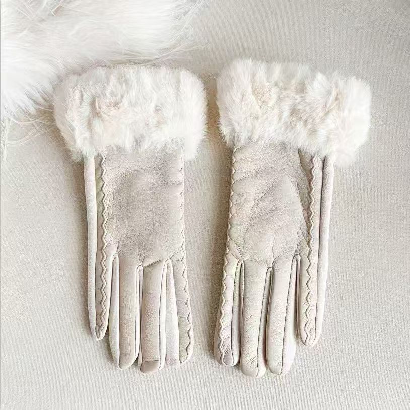 Luxurious Faux Fur Cuff Leather Gloves Stornfield