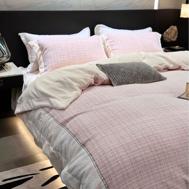 Reversible Plush Microfiber and Brushed Cotton Plaid Duvet Cover Set