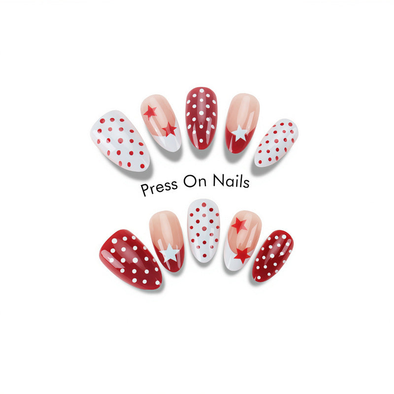 Artistic Press-On Nails with Star and Dot Designs Stornfield