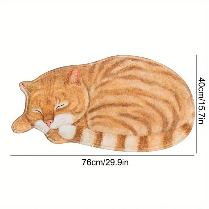 Cartoon Cat-Themed Plush Bath Mat