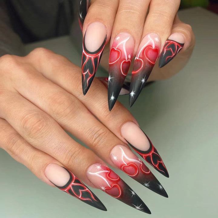Stiletto Nail Art Extensions with Heart Design Stornfield