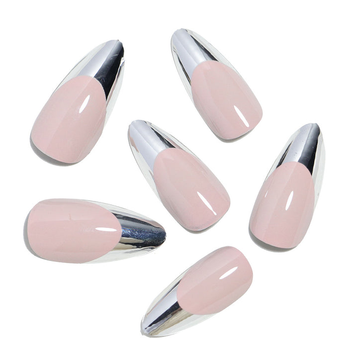 Glossy Stiletto Press-On Nail Set with Silver Accents Stornfield