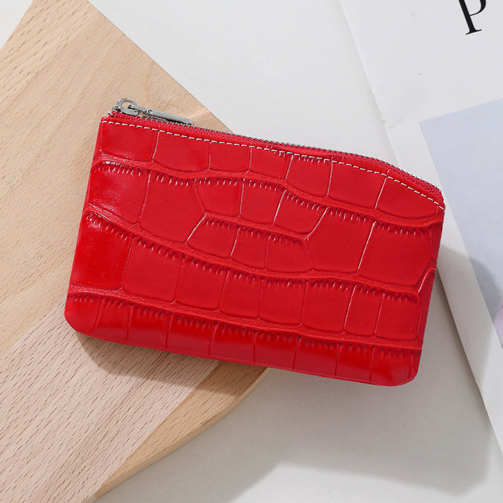 Textured Leather Zippered Card Holder