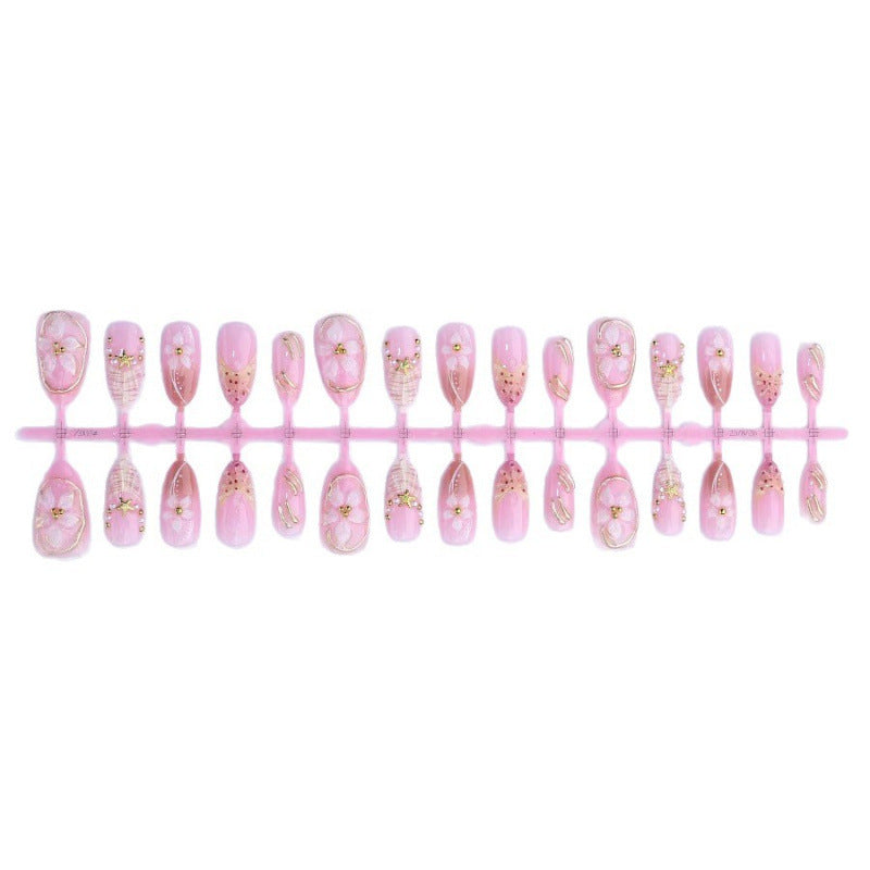 Elegant Floral-Embellished Press-On Nail Set Stornfield