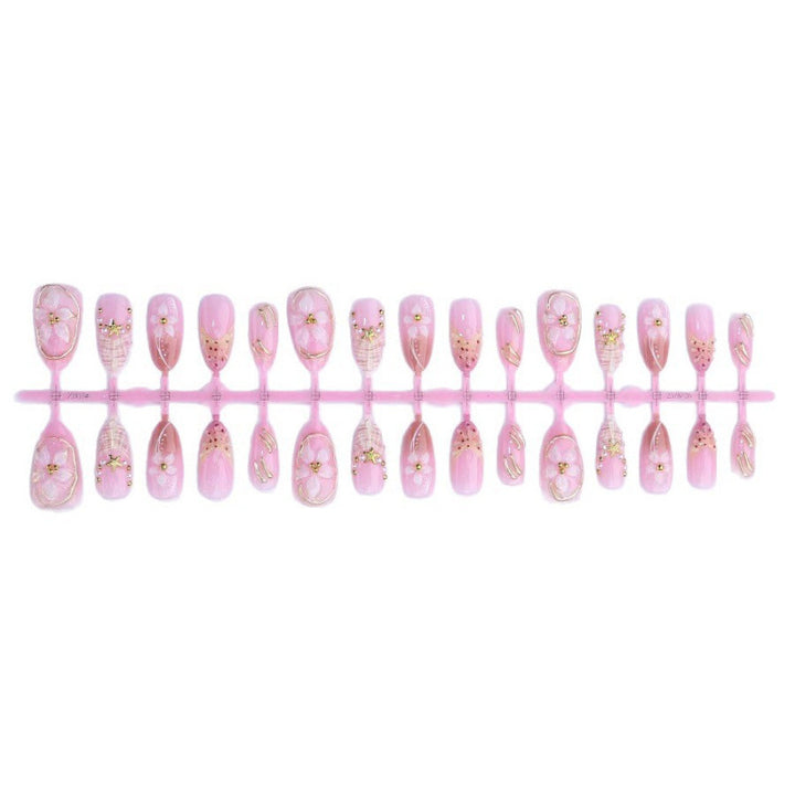 Elegant Floral-Embellished Press-On Nail Set Stornfield