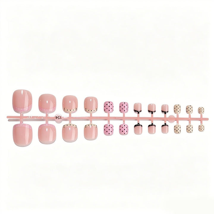 Artificial Nail Set with elegant French tip and creative dots Stornfield