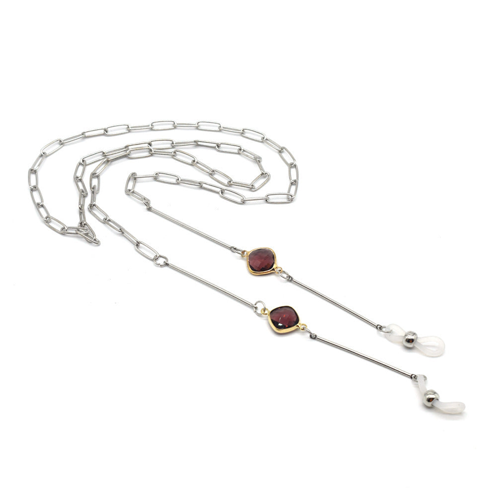 Fashionable glasses holder chain with colorful crystal pendants Stornfield