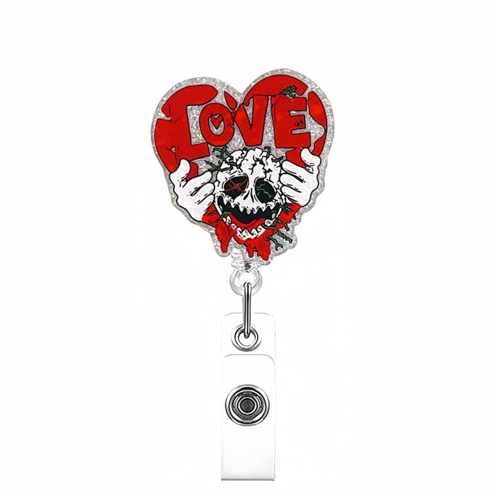 Expandable badge holder with anatomical heart pendant