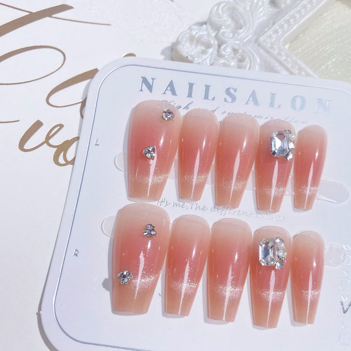 Elegant Press-On Nail Set with Pearl Accents