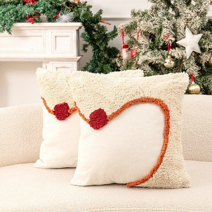 Holiday Tufted Chenille Square Throw Pillow with Raised Tree Motif and Hidden Zipper