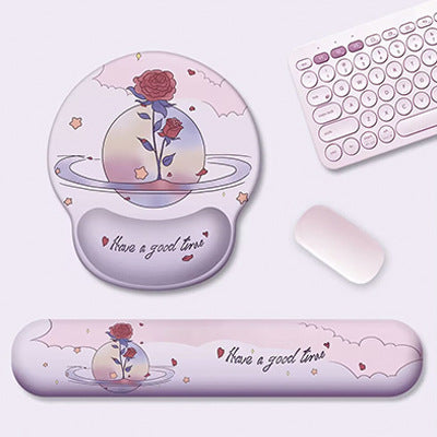 Artistic Ergonomic Mouse Pad and Wrist Rest Set