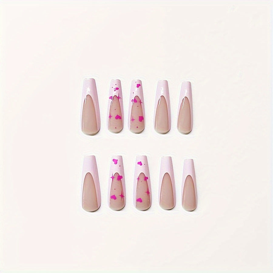 Decorative Heart-Themed Press-On Nail Art Stornfield