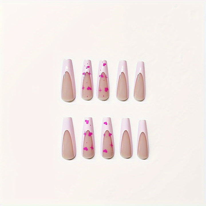 Decorative Heart-Themed Press-On Nail Art Stornfield