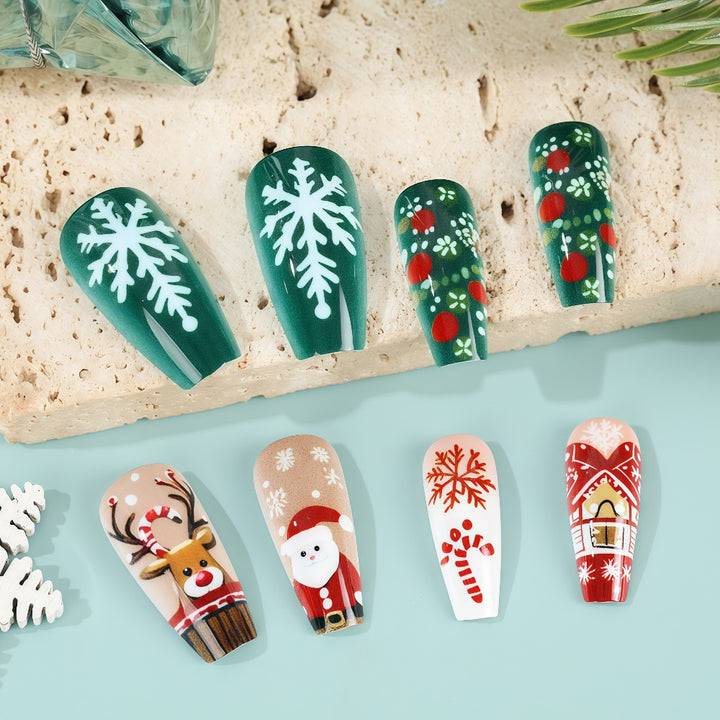 Artificial Nails Set with Festive Christmas Designs Stornfield