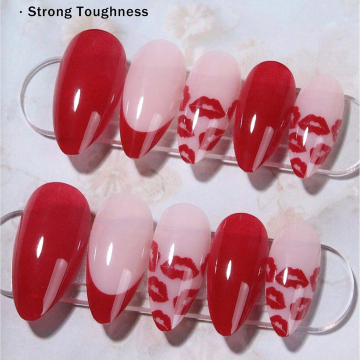 Artificial nail set with elegant kiss motif and glamorous finish Stornfield