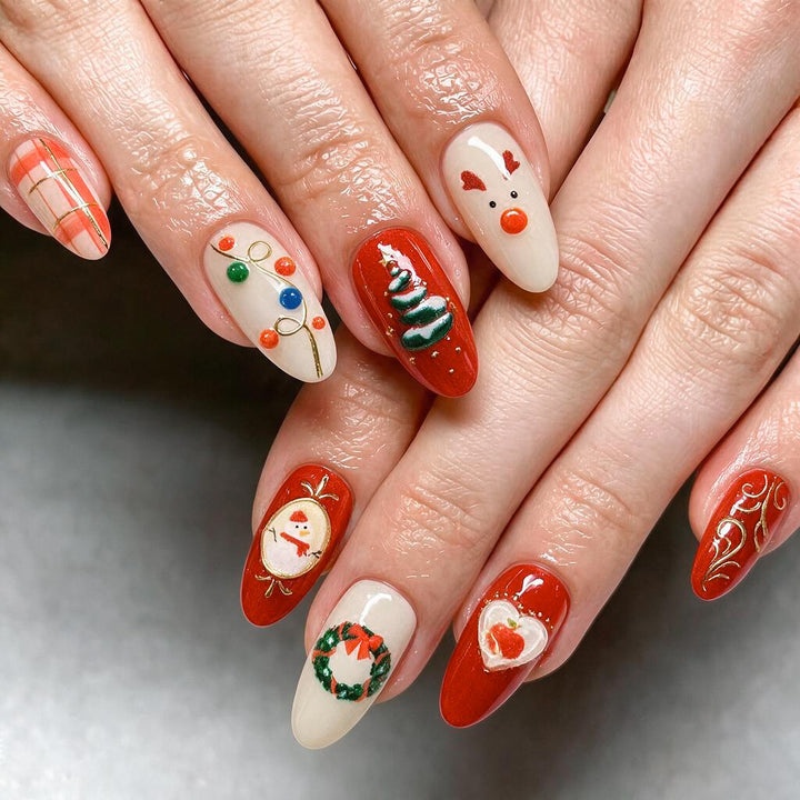Festive Holiday-Themed Press-On Nail Art Set Stornfield 1790636426