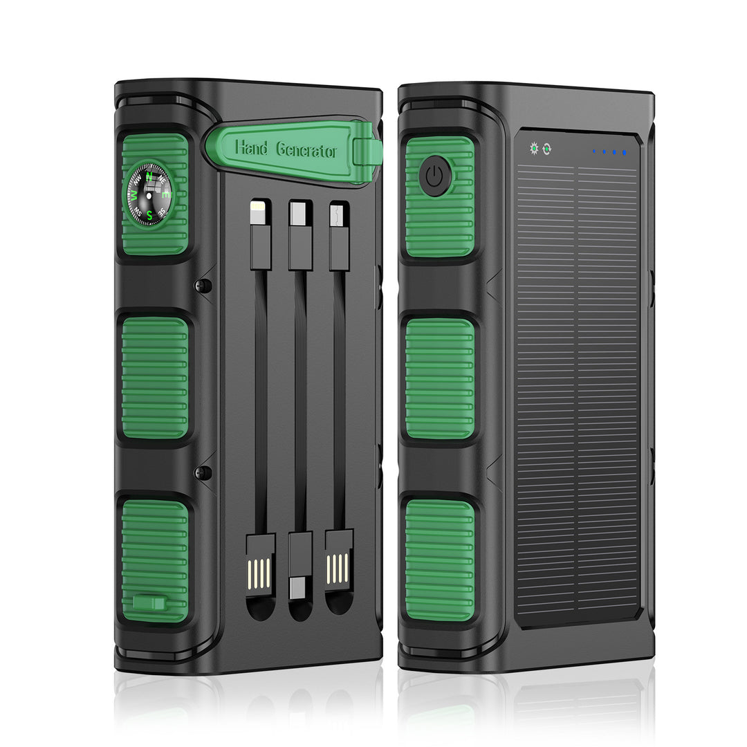 Portable Solar Power Bank With Qi Charging Function And Integrated Flashlight Stornfield