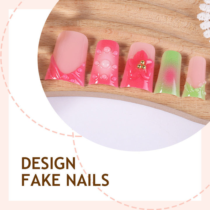 Acrylic nail set with fruity and glittering designs Stornfield