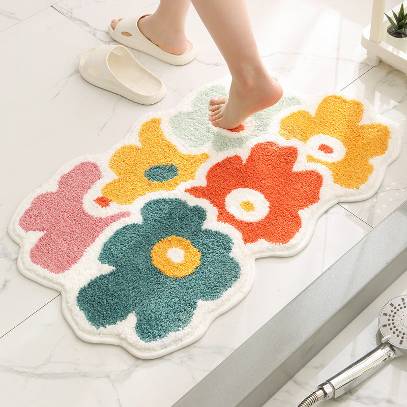 Floral Pattern Memory Foam Bath Mat
